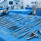 Sterile Surgical Instruments on Blue Drapes 85x85